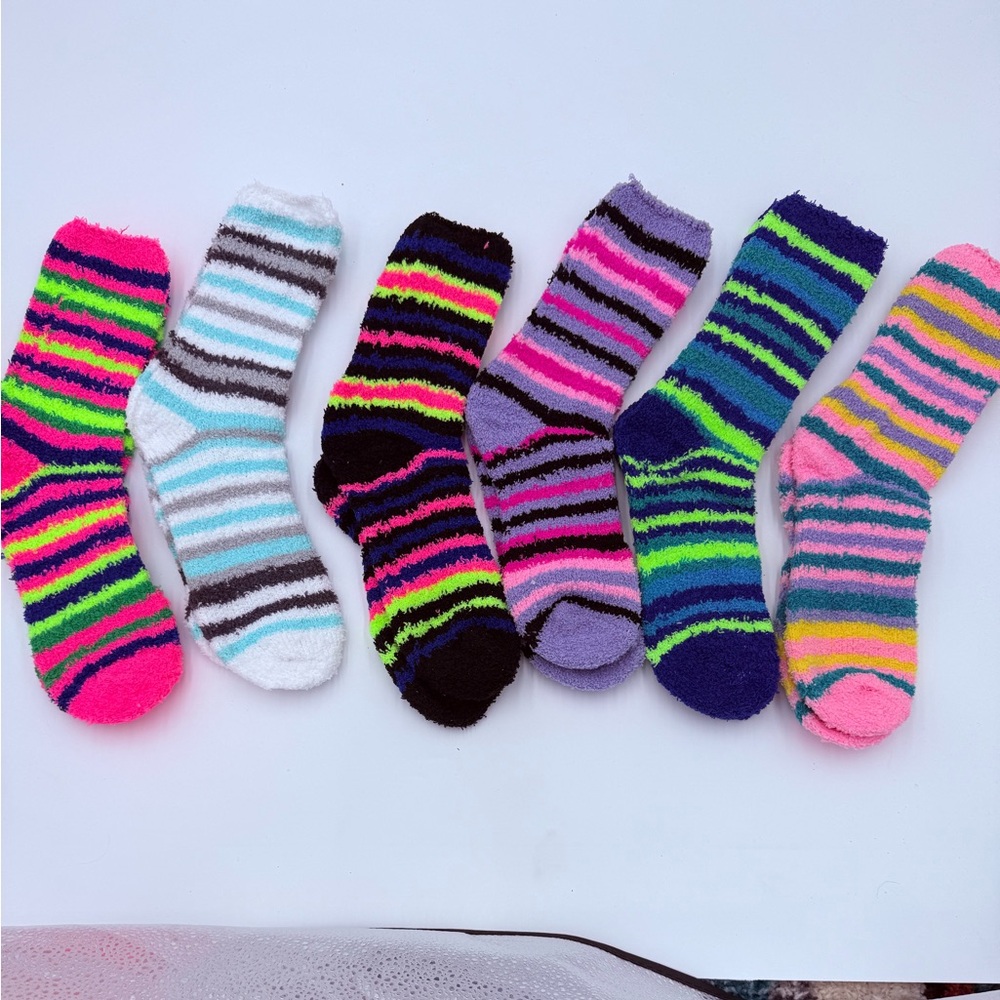 6 pairs Cozy Striped Fuzzy Socks - Multicolor
